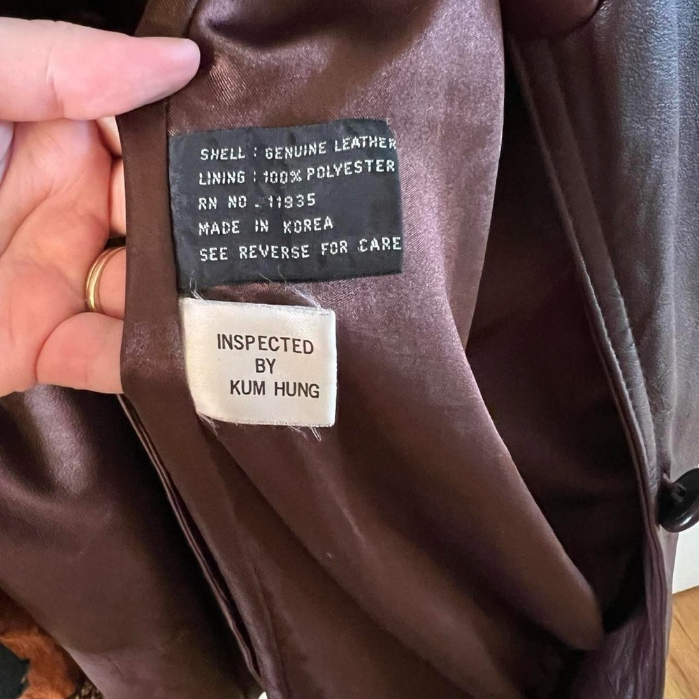 80s leather trench coat - Picture 7 of 8